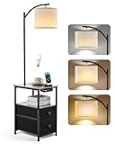 Stehlampe mit Tisch und 2 Schubladen, Nachttischlampe mit USB...