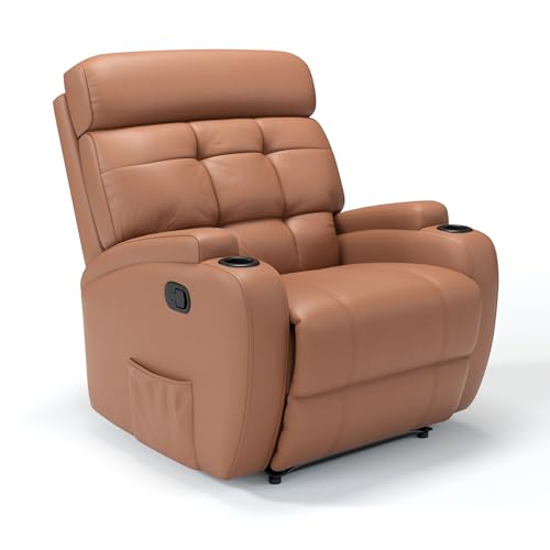 Poltrona do Papai Reclinável Manual em Couro Bovino Modelo Florença Damie (Caramelo)