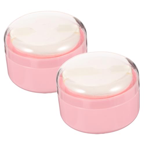 PACKOVE Borla Para Polvos Corporales y Contenedor, 2 Piezas, Tamaño Compacto, Aplicador Para Polvos Sueltos, Para Bebés y Niños, Uso Viajes y Hogar, Color Rosa