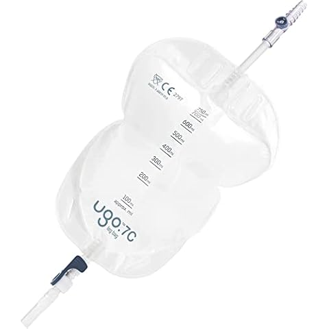Ugo Leg Bags (x10) – Urine Drainage Bags/Catheter Leg Bags, T Tap or Lever Tap with Soft Fabric Backing and a Natural Leg-Shape Design (Pack of 10) (Ugo 7C - 750ml, Short Tube, Lever Tap) Cover