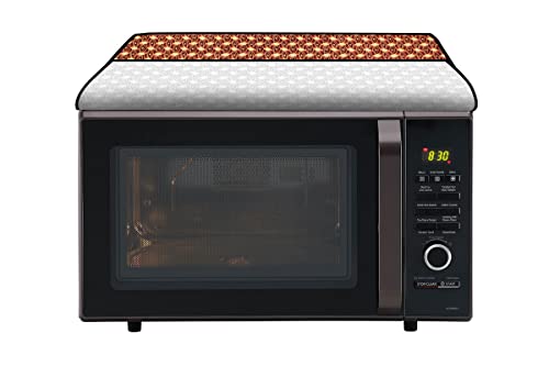 Image of Stylista PVC Microwave Oven Cover for LG 32 L Convection MC3286BRUM, Interlocked Ropes Pattern Brown