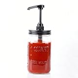 Mason Jar Syrup Dispenser Wide Mouth Maple Sauce Pump Dispenser Airtight And Leakproof Syrup Pump Glass Bottle For Coffee Bar 32 Oz Sauce Container For Ketchup Salad Honey Soy Bbq Olive Oil