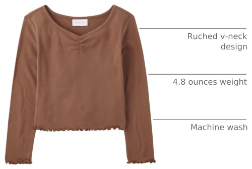 Image of The Children's Place Girls' Basic Long Sleeve V-Neck Knit Shirts