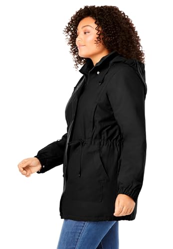 Woman Within Black Plus Size Fleece-Lined Anorak, 4X-Large - Image 3
