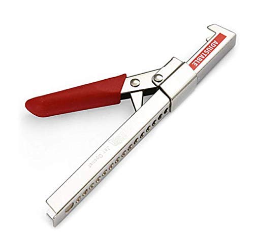 Comfort Grip Jar Opener, 7.5-Inch, Adjustable Multifunctional Stainless Steel Can Opener with Gripper, Arthritis Friendly Soft Rubber Grip Handle, Kitchen Accessories (Red)