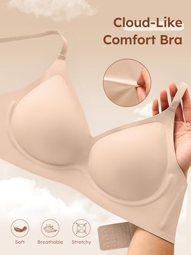 Image of Wireless Jelly Bras for Women No Underwire - S-2XL Seamless Padded T-Shirt Bralette with Support, Comfortable Everyday Bra