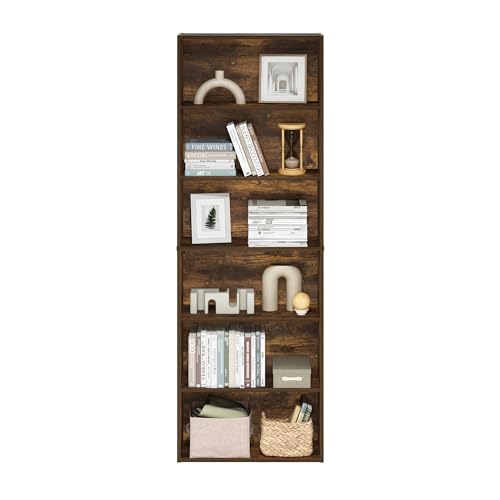 Image of Furinno Jaya Simply Home Free Standing 6-Tier Open Storage Bookcase, Amber Pine