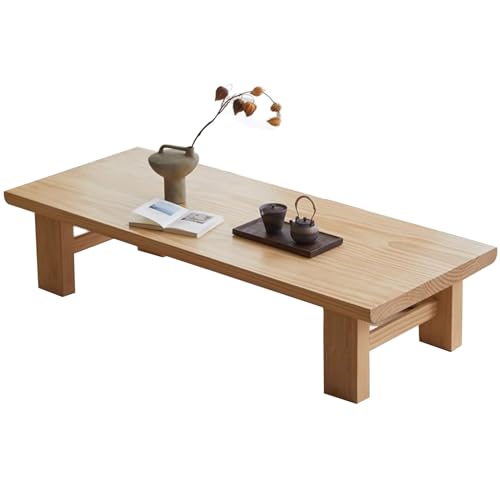 Table basse de salon en bois massif pin naturel durable 140cm