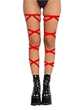 Rave Leg Wrap for Women - EDC Festival Outfit Elastic Non-Slip Strap Music Concert Accessories Neon Cosplay Costume(Red,O,1330a)