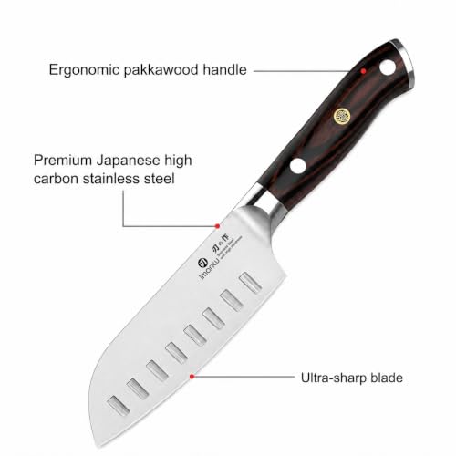 Image of imarku Santoku Knife 5 Inch, Ultra Sharp Chef Knife with Pakkawood Handle