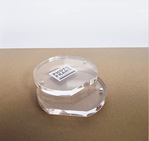 Acrylic Picture Frame,Magnetic Photo Block Frame, Clear Frameless Desktop Horizontal Display Double Sided,2X3" 8+8Mm Thickness,Half Round #TOP2