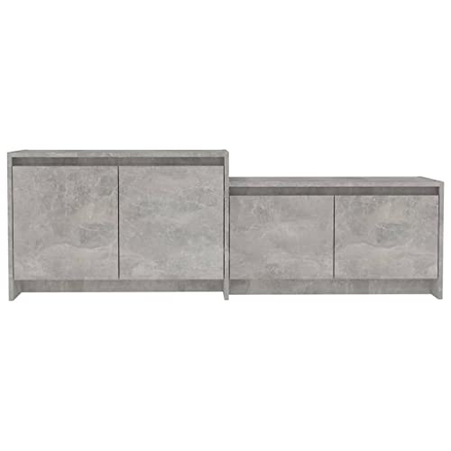 Meuble TV gris béton configurable de manière polyvalente avec 4 portes