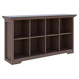 OSCHF Cube Shelf Bookcase with Base - Wooden 2 Tiers Floor Standing Low Storage Cabinet for Home and Office, 8-Cube Lattice Bookshelf, Walnut