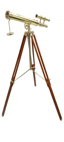 Vintage Maritime Brass Double Barrel Telescope Nautical Floor Standing Astro Home Office Decor