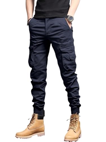 mens cargo pants relaxed fit Casual Solid Color Cargo Pants - Main Image
