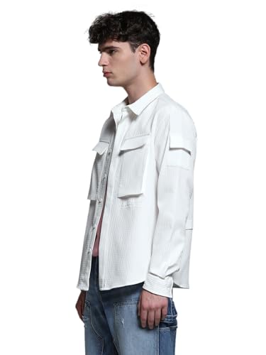 Image of Jack & Jones Men Polyester Opaque Regular Fit Casual Shacket Shirt
