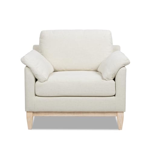 Sillón moderno de lino blanco lavado miniatura 1