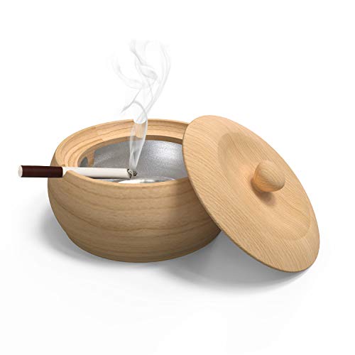 Cenicero de madera con forro extraíble para jardín, patio y oficina blanco thumbnail