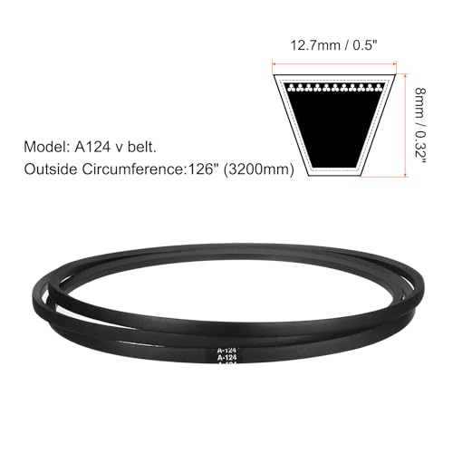Image of uxcell A124 or 4L1260 Classic Wrapped Rubber V-Belt, 124 inch(3150mm) Inside Circumference, A Profile V Belt