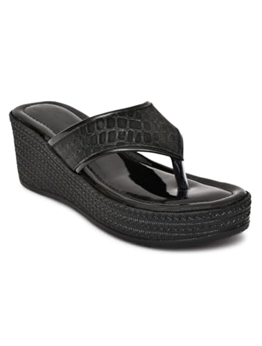 Image of Women's Wedge Heel Flip Flops | Stylish Platform Slippers for Women | Soft Cushioned Comfort | Anti-Slip Sandals | Casual Slip-On Thong Sandals