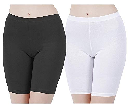 Cotton Slip Shorts Underskirt Safety Shorts Under Dresses for Women Seamless Briefs Anti Chafing Underwear Panties Mid Thigh Boyshorts Cycling Shorts Regular and Plus Sizes Combo Pack-image-33