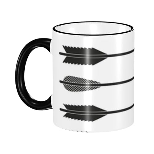 330ml 環境に優しいセラミックマグカップ ユニークなデザイン 美しく実用的(アーチェリーの矢 弓 アーチャーシンボル ターゲット 中世のパターン シュート)