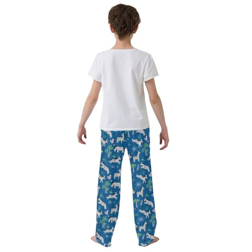 Zebra Palm Tree Boys Long Pants Soft Trousers Elastic Waist Kids Lounge Bottoms with Pockets S-XL3
