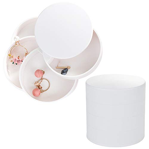 LERTREE 4-Tier Jewelry Organizer Box Tower Rings Earrings Storage Case Holder Necklace Bracelet Display Tray 360Â°Rotating Jewelry Case (White)