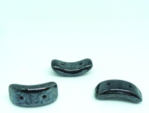 12 pcs Preciosa Bow Czech Glass Pressed 2-Hole Beads 3.5 x 15.5 mm Black Opaque White Luster 23980-14400