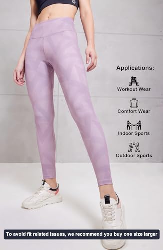 Image of TECHNOSPORT Womens Skinny Fit Activewear Tights for Running, Gym, Sports and Regular Use, Antimicrobial and Printed