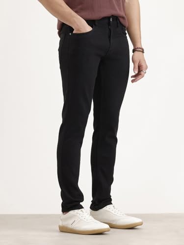 Image of WROGN Men's Cotton Blend Jeans | Solid | Slim Fit