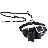 BAODBF Joggingleine Hunde Schwarz,Freihändige Hundeleine mit Hüfttasche,Laufhundeleine,Elastisch,Stoßdämpfend,Reflektierend,Laufleine,Bauchgurt Hundeleine Mittelgroße Große Hunde bis zu 50 kg