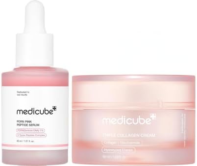 medicube Dúo para una Piel Pink Glass Glow: Sérum Con Péptido Rosa Salmon Dna Pdrn, Crema De Triple Colágeno