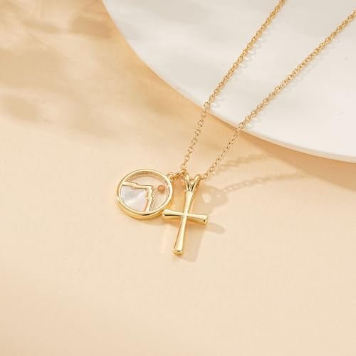 Image of Mustard Seed Cross Necklace for Teen Girls Women, Moving Mountains Faith Christian Religious Birthday Jewelry Gifts