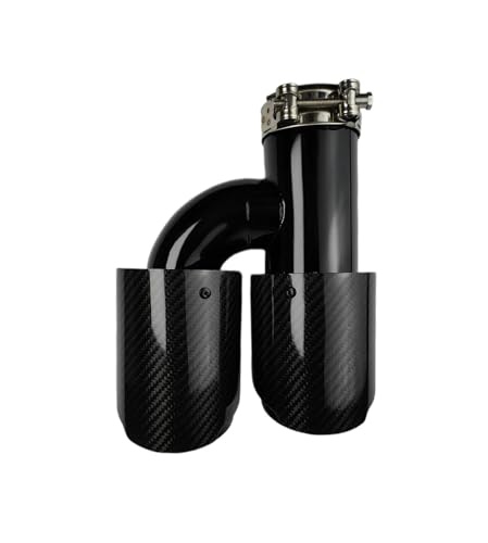 Silencieux d'échappement double sortie carbone noir H 63.5mm-101mm droit
