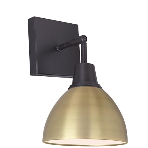 Image of Aspen Creative 62501-11, One-Light Metal Bathroom Vanity Wall Light Fixture, 6 inch Wide, Transitional Design in Bronze