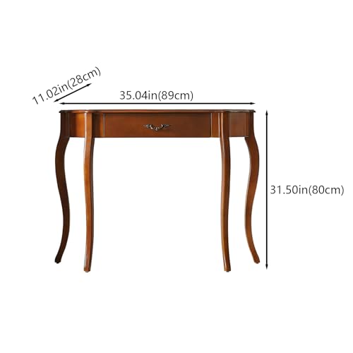 Mesa consola para recibidor y pasillo estrecho fabricada en madera noble con cajón 3