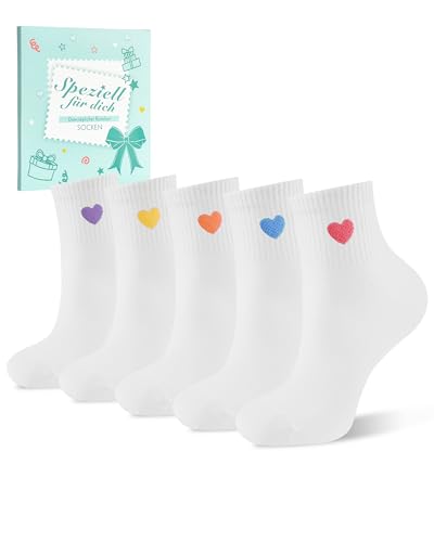 inaWarm Sneaker Socken Damen Baumwolle Quarter Socken Atmungsaktiv Tennissocken Damen Bequeme & Hautfreundlich Baumwollsocken für Alltag Arbeit & Sport 5 Paar (Geschenkbox)