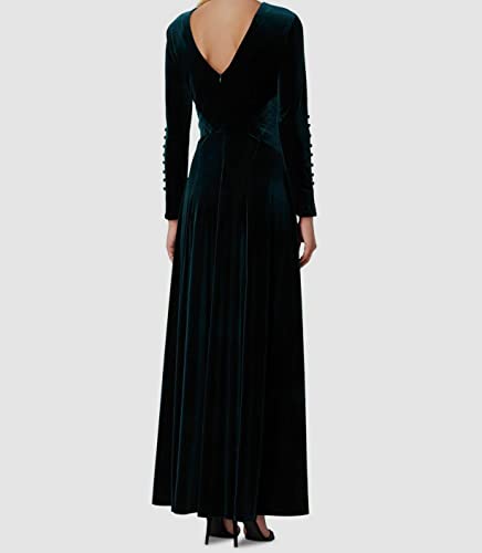 Tahari Asl Women's Long Sleeve V-Back Velvet Gown, Hunter Green, 16 #TOP3