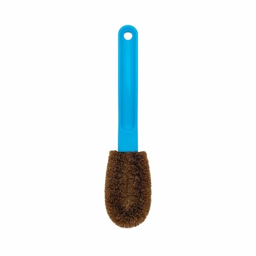 Image of Kamenoko Jump - Japanese Kitchen Scrub Brush with Handle - Set of 2 - Small - Blue - Cleaning Brush for Kitchen, Bath, and Shoes - Made in Japan