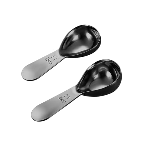 ARKLOID 2 Pack Stainless Steel Coffee Scoops, 15ML & 30ML, Black