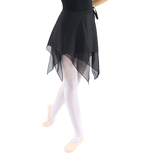 Danzcue Womens Asymmetric Ballet Dance Wrap Skirt, Black, M-L #TOP2