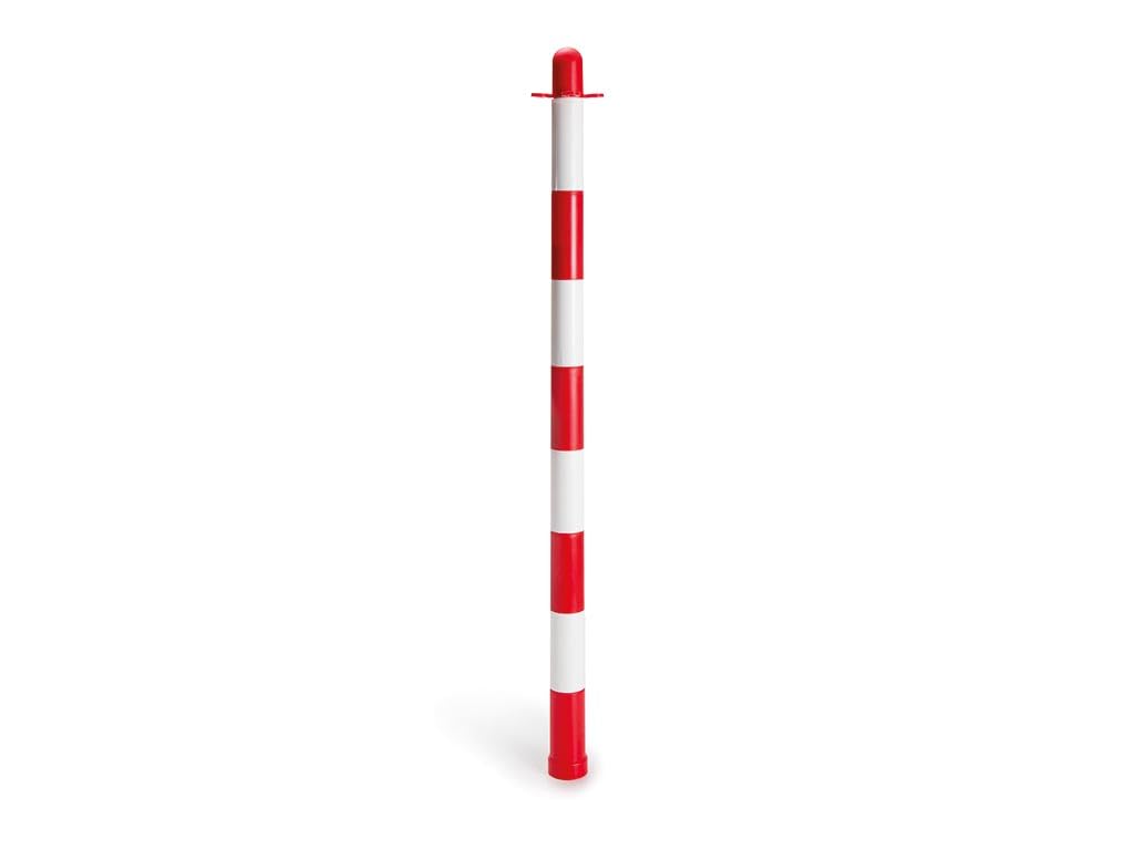 Perel Borne de signalisation 90 cm rouge blanc poteau plastique 2 anneaux pour chaîne ruban clôtures temporaires
