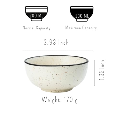 Image of Ceramic Bowl Set | 4-Piece Lightweight Crockery for Daily Use | Ivory White Ramen & Snack Bowls (150ml Each) | Elegant Microwave & Dishwasher Safe | Perfect Christmas & New Year Gift