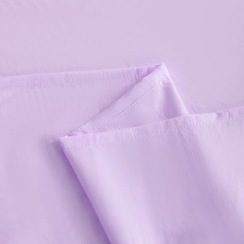 FLXXIE 5 Pieces Toddler Bedding Set, Soft and Breathable Microfiber Crib Sheet Set, Includes Quilted Comforter, Flat Top Sheet, Fitted Sheet, Envelope Pillow Case for Boys and Girls, Lavender
