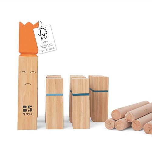 BS Toys Kubb für Kinder, An Active Family Game Wikingerspiel, Kubb Wikingerschach Holz Outdoor Spiel Wurf, Play, Move, Learn!