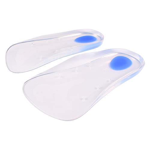 Plantillas de silicona gel arco soporte ortopédico zapatos insertos 3/4 longitud gel talón taza cojines para fascitis plantar, espolones de hueso del talón, callos y callosidades (S(38-39))