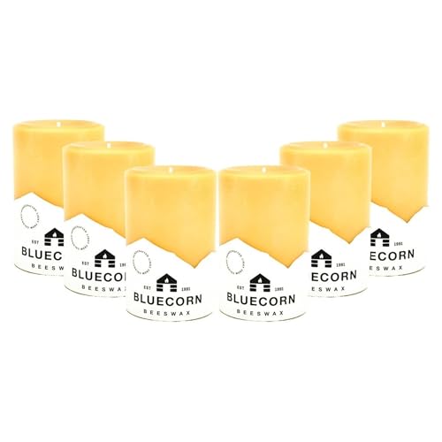 Bluecorn Beeswax Pillar Candle, 100% Pure Natural Bees Wax, Hand