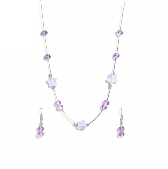 El Regalo 2PCs Crystals Beads Necklace & Earrings Jewelry Set for Kids/Girls & Teens - Shimmering/Matt Crystal Beads Fancy Jewelry Set (Purple Stars) (B0CBJQKSRN) Amazon Price History, Amazon Price Tracker