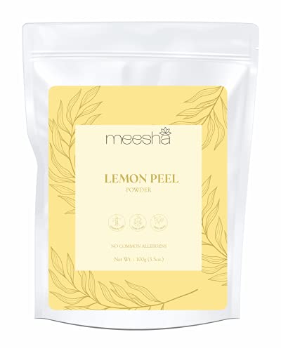 Lemon Peel ( Citrus Limon ) Powder by meesha | 100g (3.5.oz.) | 100% Natural, Vegan and Cruelty Free | Facial mask for glowing skin, acne prone skin , dark spots | Detoxifying Face mask | Hair treatment for dandruff and hair fall |